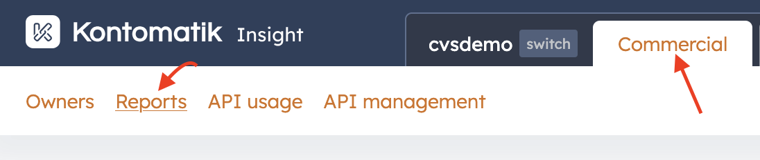 Navigate to Reports tab